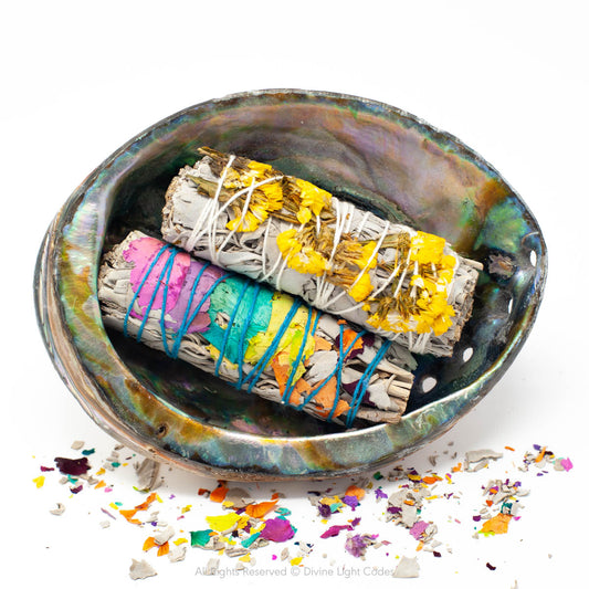 White Sage Bundles - Flower Wrapped - Smudging - Space Clearing Protection