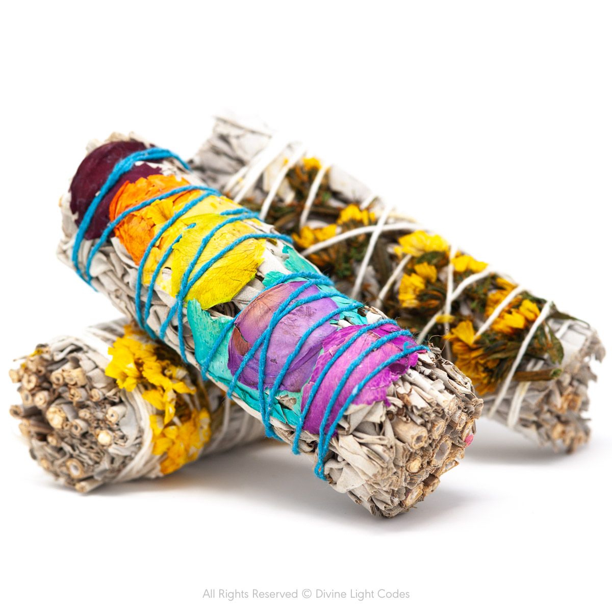 White Sage Bundles - Flower Wrapped - Smudging - Space Clearing Protection