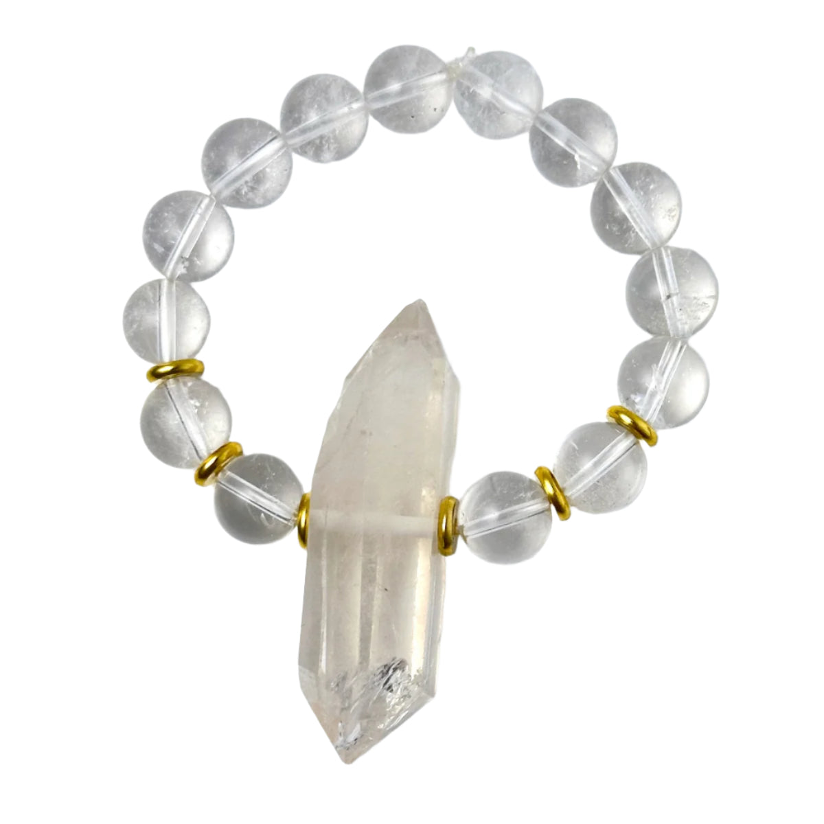 Clear Quartz & Selenite Double Pointed Crystal Bracelet