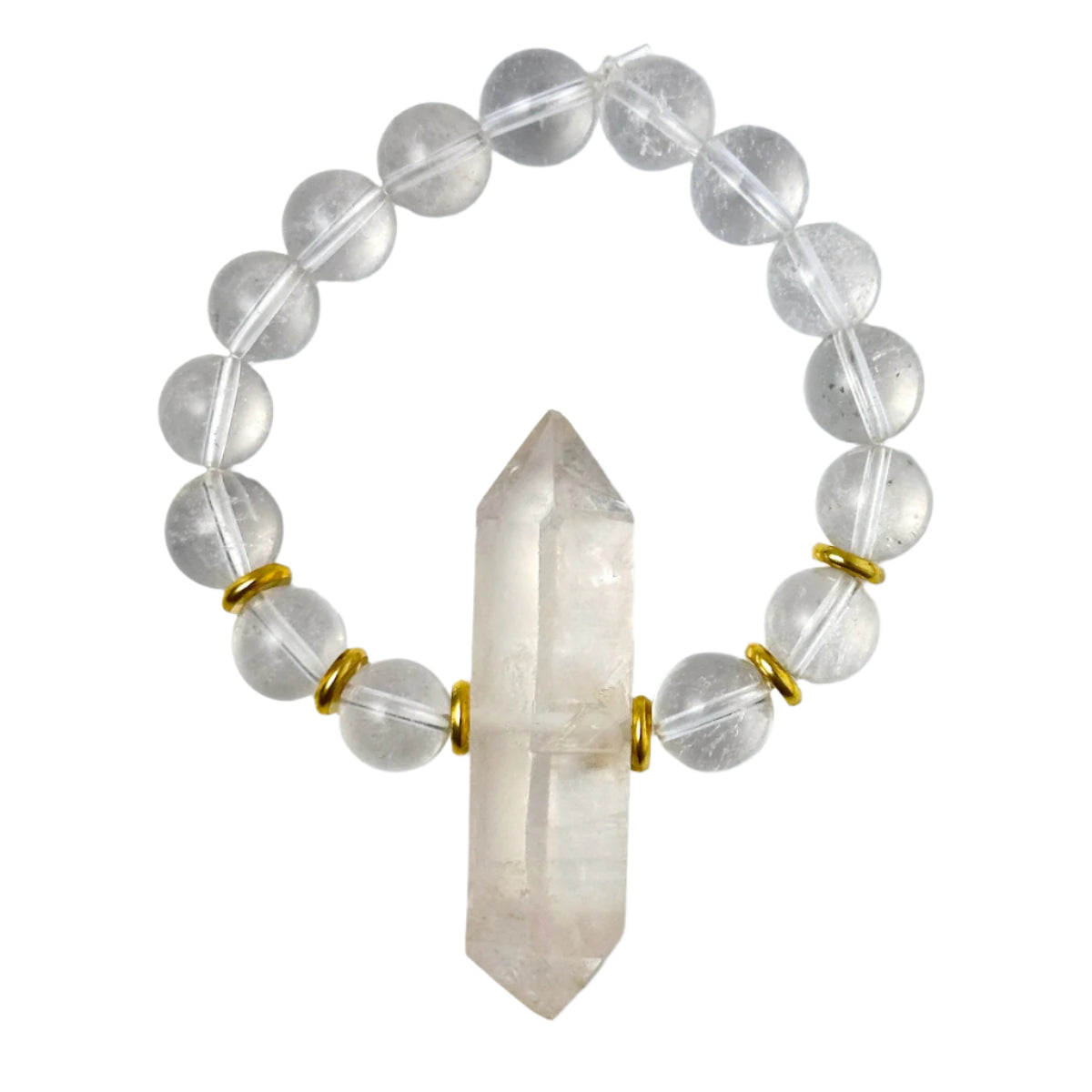 Clear Quartz & Selenite Double Pointed Crystal Bracelet